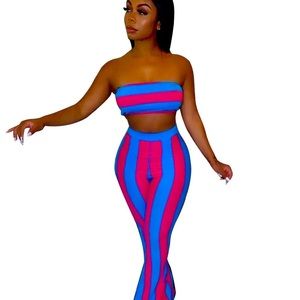 Pink and blue tank top set